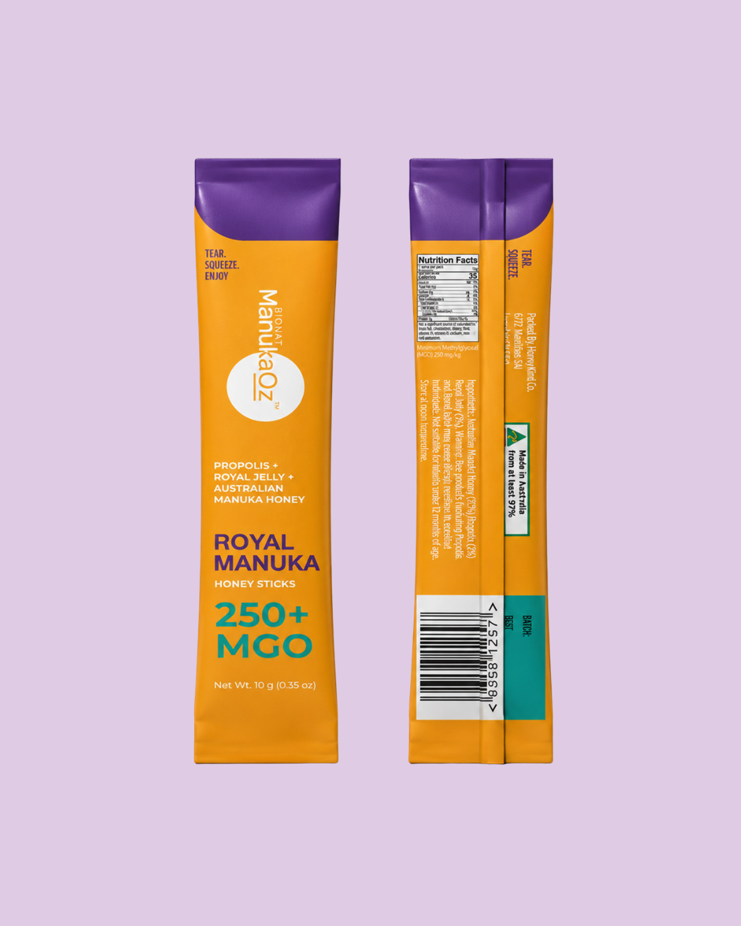 Royal Manuka 250+MGO Box of Honey Sticks (15x10g Sachets)