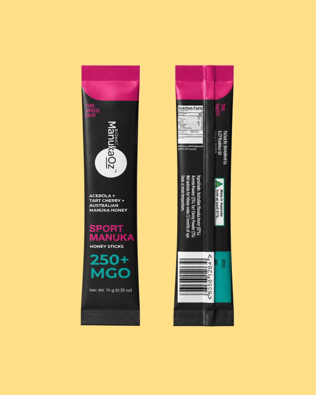 Sport Manuka 250+MGO Box of Honey Sticks (15x10g Sachets)
